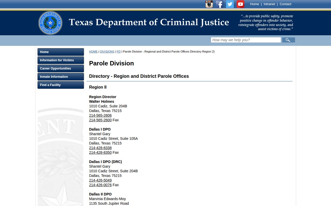 Johnson County parole supervision office detail